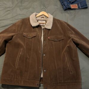 Levi's Sherpa Trucker Jacket with Faux Fur and Faux Leather in Brown.